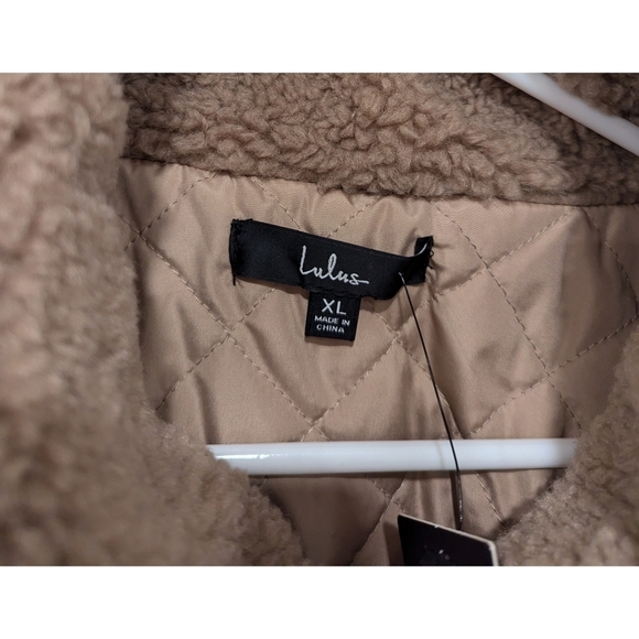 🆕 Lulus Cozy With You Taupe Faux Fur Drawstring Jacket Size XL - Picture 9 of 13